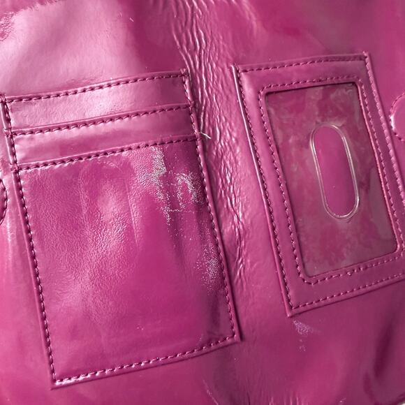 Hobo International Lauren Wallet Fuschia Patent Leather Frame Kisslock Cards * - Picture 9 of 11